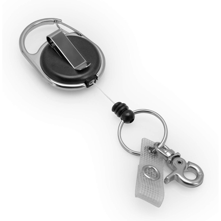 QttvbTna yoyo kulcstartó, kihúzható 60cm, kapcsos, fekete