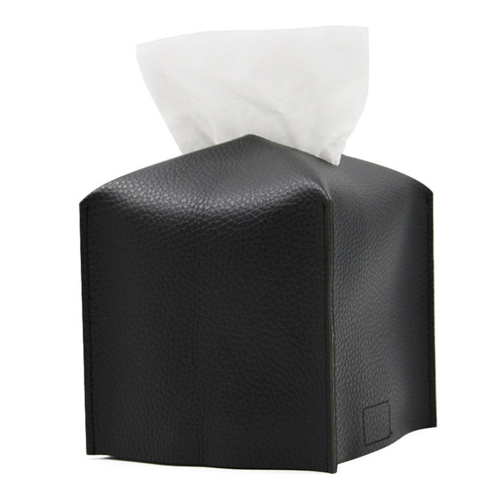 Cutie pentru Servetele, Piele PU, Design Modern, Negru, Pliabil