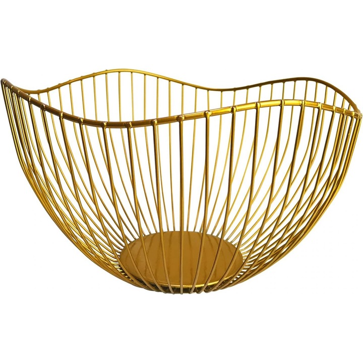 Cos Fructe QttvbTna, Metal Rezistent, Auriu, Rotund