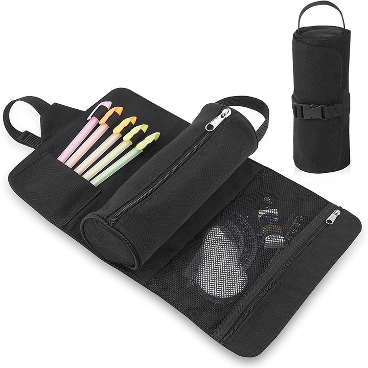 Голям несесер, черен, за училище и офис, комплект несесери