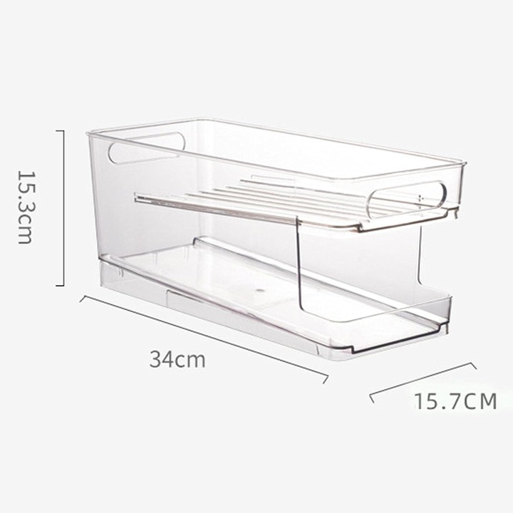 Suport conserve/doze pentru frigider si dulap QttvbTna, transparent, ABS, 15.3x34x15.7cm