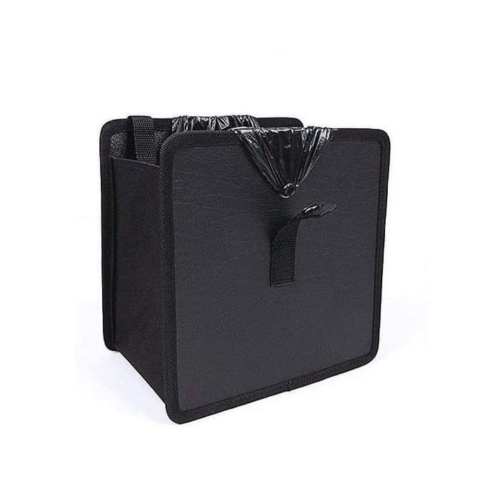 Cos de gunoi auto QttvbTna, impermeabil, negru, 22x22x14 cm