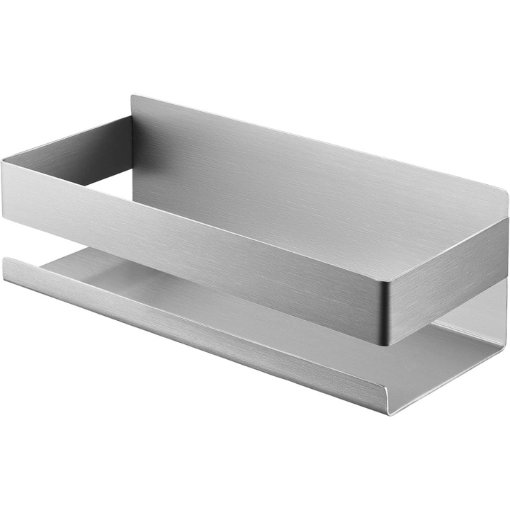 Etajera pentru baie QttvbTna, inox, argintiu, 22x9x7.5cm, autoadeziv