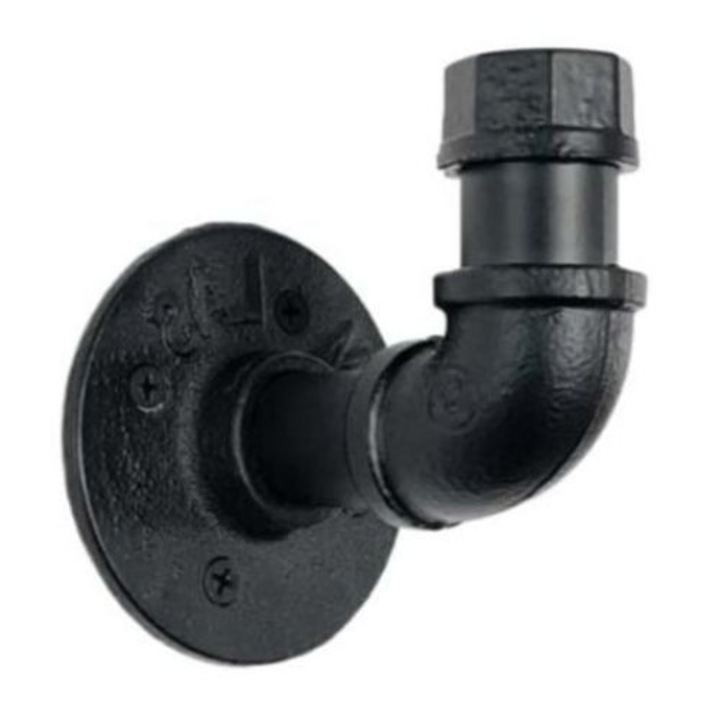 Akasztó, fali tartó, matt fekete, vas