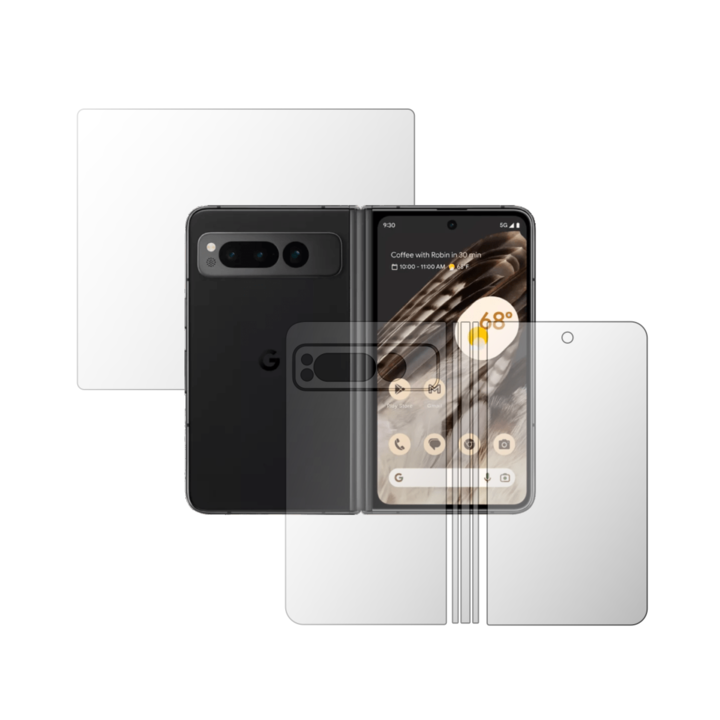 Teljes testű iSkinz matt fólia a Google Pixel Foldhoz – láthatatlan Skinz matt, egyszerű vágás, ujjlenyomat-mentes, tükröződésmentes matt szilikon képernyőhöz és hátlaphoz, átlátszó tapadó bőr