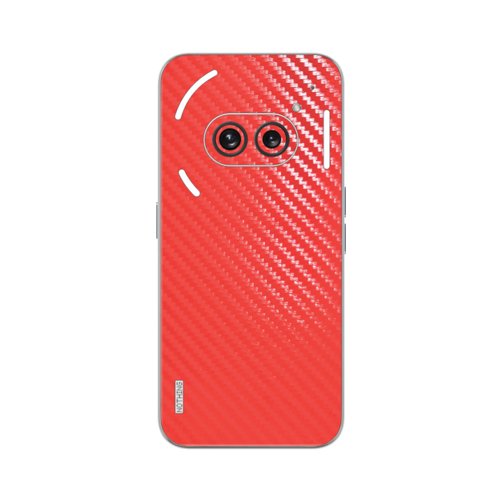 Folie Protectie iSkinz pentru Nothing Phone 2a - Carbon Rosu, Simple Cut, Skin Adeziv Cover pentru Carcasa Spate