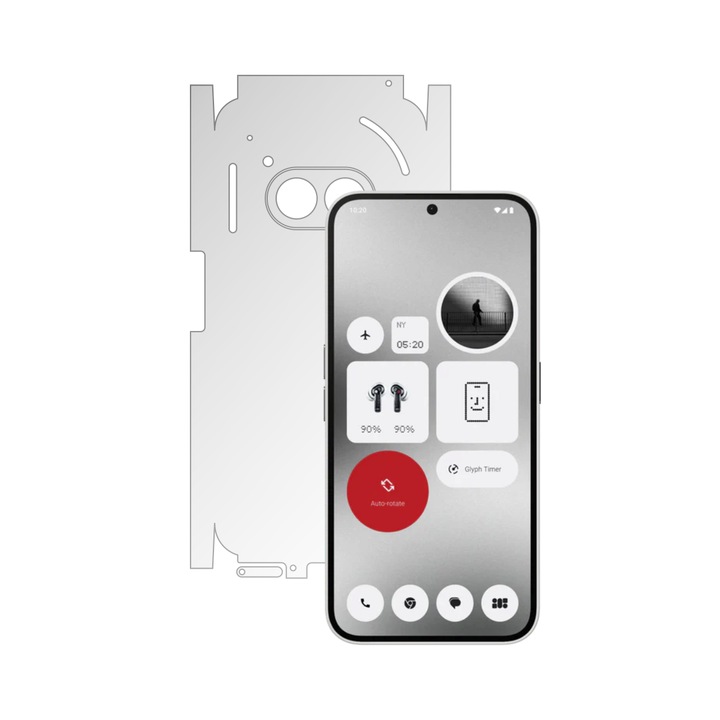 Folie Protectie Spate iSkinz Matte pentru Nothing Phone 2a - Invisible Skinz Matte, 360 Cut, Siliconica Mata Anti-Amprenta, Anti-Reflex pentru Carcasa Spate si Laterale, Skin Adeziv Transparent