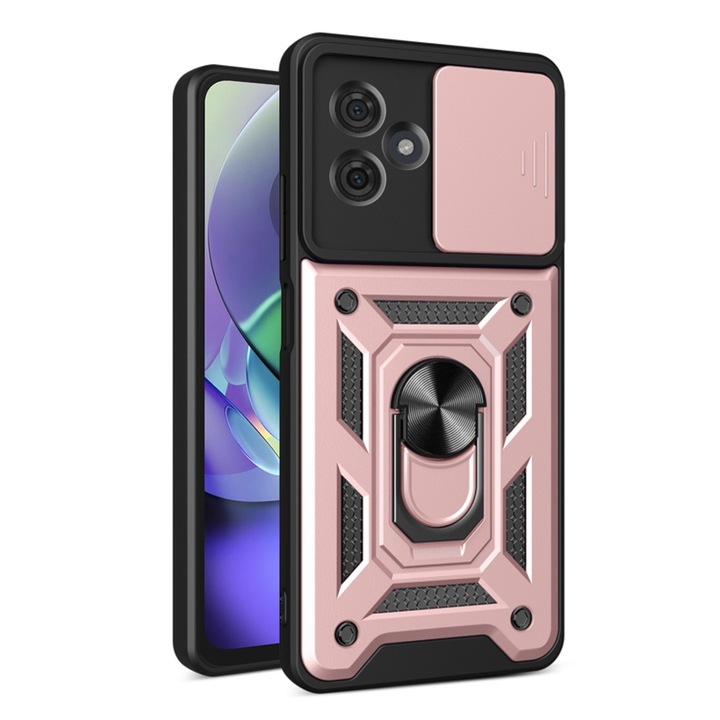 Калъф за Oppo Reno10 / Reno10 Pro Premium Hybrid Armor Kickstand, Camera Slider, Anti-Shock, Top Protection, Rose Gold