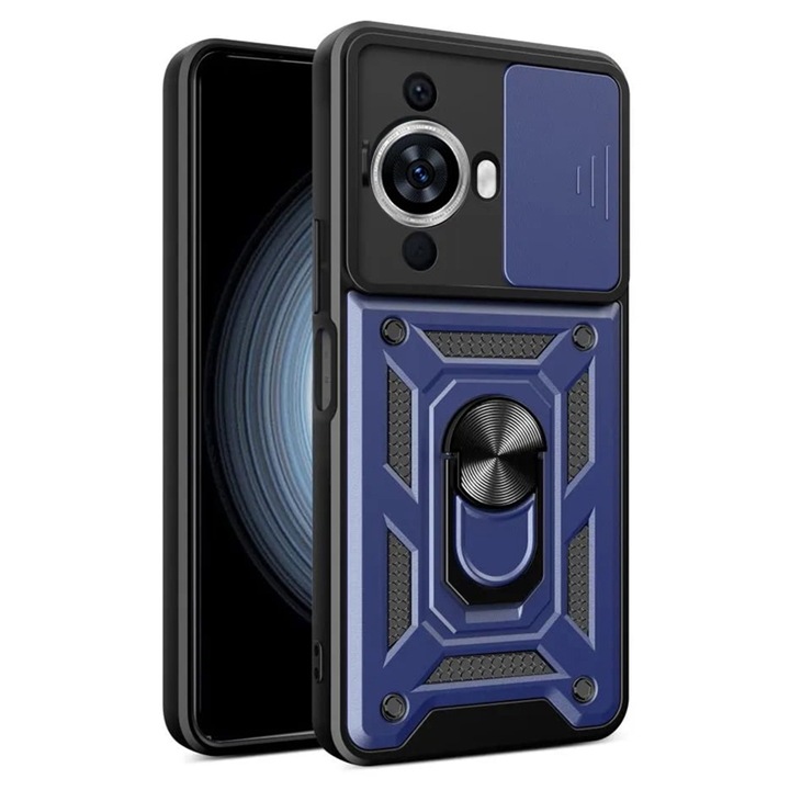 Защитен калъф за телефон UIQ CamShield за Huawei nova 11 / nova 12s, модерен дизайн, против надраскване, против пръстови отпечатъци, защита на камерата, пръстен, функция стойка, син