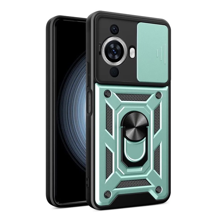 Защитен калъф за телефон UIQ CamShield за Huawei nova 11 / nova 12s, модерен дизайн, против надраскване, против пръстови отпечатъци, защита на камерата, пръстен, функция стойка, зелен
