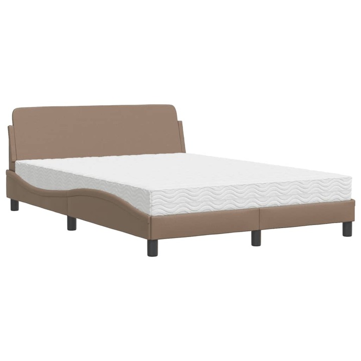 Pat cu saltea vidaXL, cappuccino, 120x200cm, piele ecologica, 31.95 kg 3208381