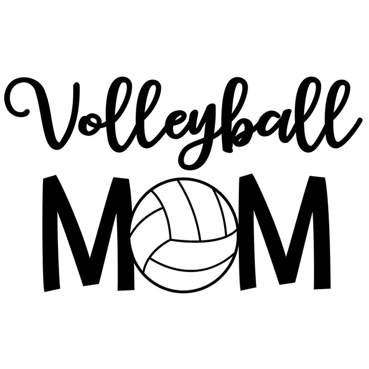 Sticker Exterior pentru iubitorii de sport cu o minge si textul "Volleyball mom" - mama de sportiv volei, Vinyl Negru, 90 cm