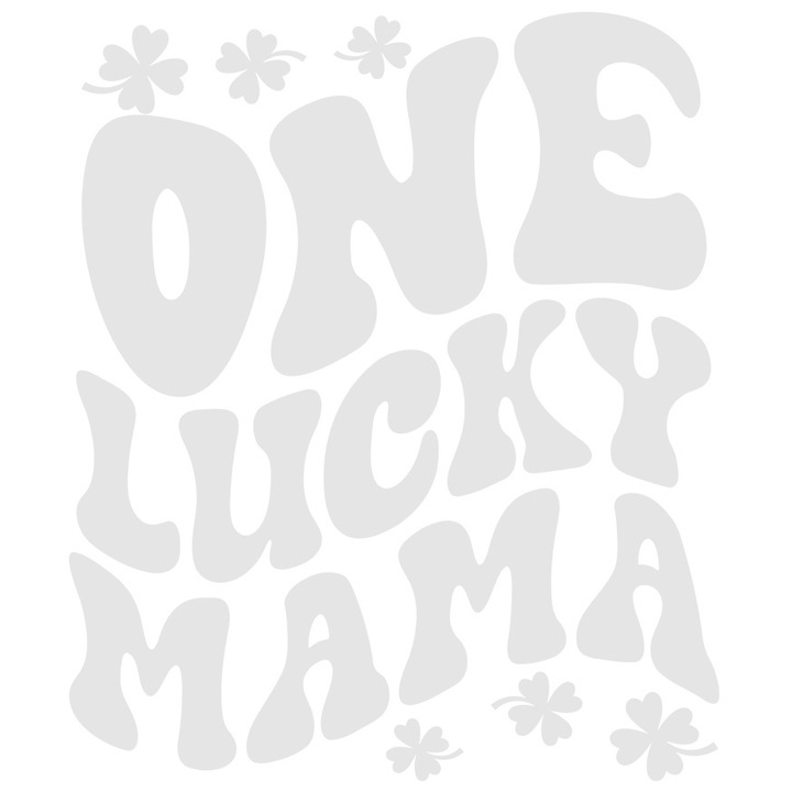 Sticker Exterior cu trifoi cu patru foi si mesajul in engleza "One lucky mama" - o mama norocoasa, Vinyl Alb, 25 cm