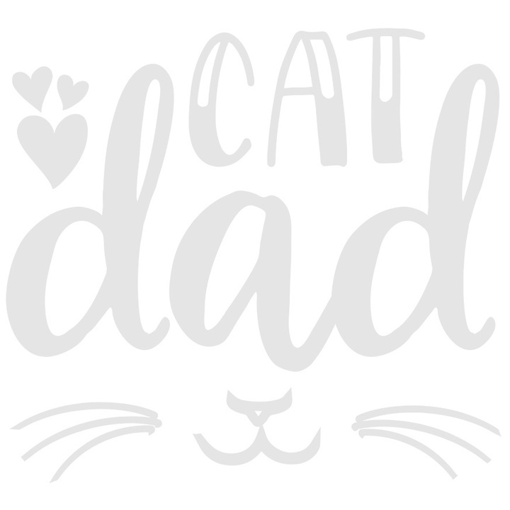 Sticker Exterior cu ilustratie afisand inimioare si botic de pisicuta cu mesajul "Cat dad", Vinyl Alb, 25 cm
