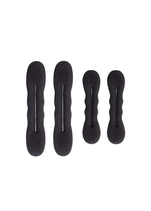 Set 4 twistere pentru coc, QttvbTna, Spuma, Negru
