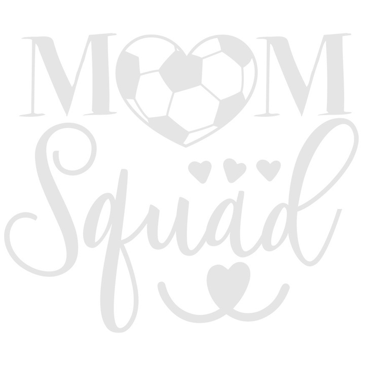 Sticker Exterior pentru o mama de fotbalisti cu mesajul "Mom squad" - minge de fotbal in forma de inima, Vinyl Alb, 90 cm