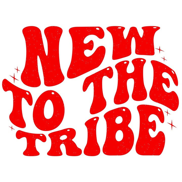 Sticker Exterior pentru nou-venitii pe lume cu mesajul "New to the tribe" - nou in trib, Vinyl Rosu, 40 cm