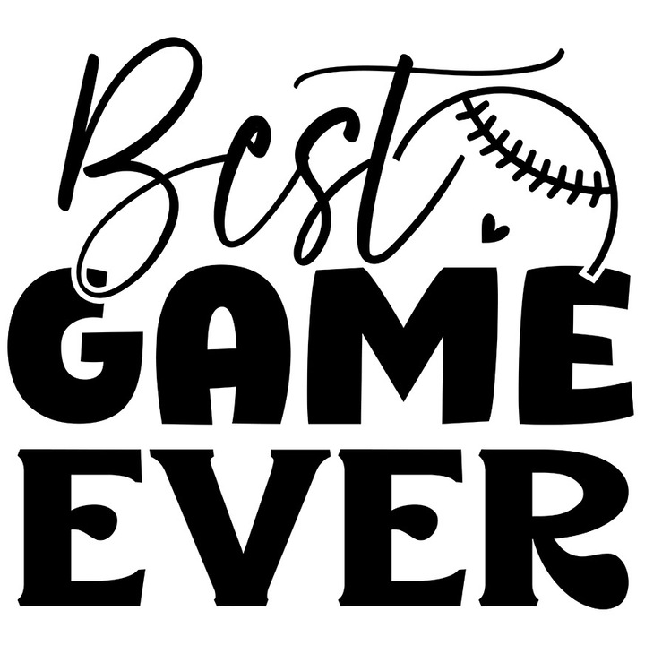 Sticker Exterior cu minge de baseball si mesajul "Best game ever" - cel mai bun joc dintotdeauna, Vinyl Negru, 70 cm
