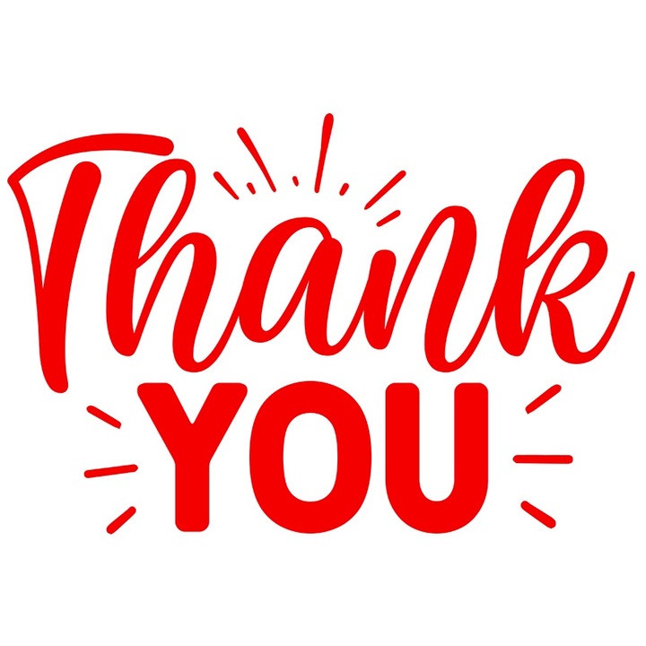 Sticker Exterior cu mesajul de multumire in limba engleza "Thank you", Vinyl Rosu, 50 cm