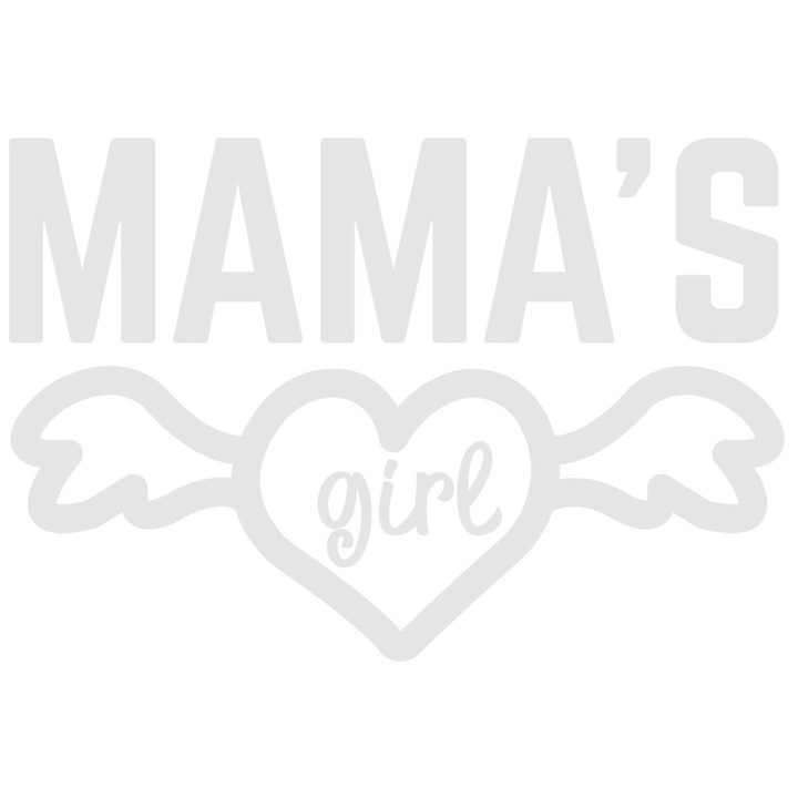 Sticker Exterior cu inimioara si textul "Mama's girl" - fata mamei fiica iubire, Vinyl Alb, 50 cm