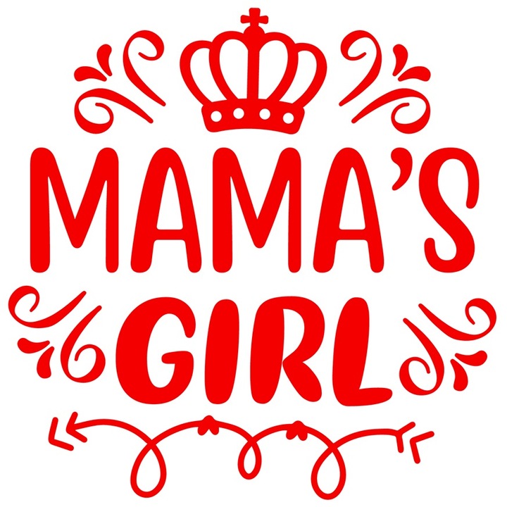 Sticker Exterior cu o coroana regala pentru fata mamei - iubire apreciere afectiune, Vinyl Rosu, 25 cm