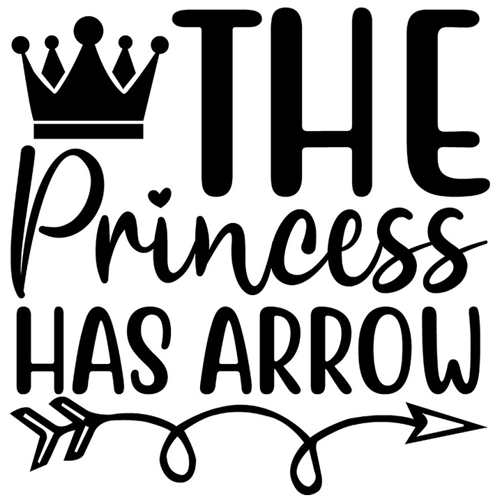 Sticker Exterior cu o coroana regala pentru "printesa" care a sosit - afectiune, Vinyl Negru, 25 cm