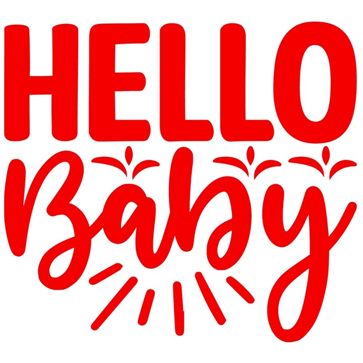 Sticker Exterior cu mesajul in limba engleza "Hello, baby" - buna bebelusule copilarie familie, Vinyl Rosu, 50 cm