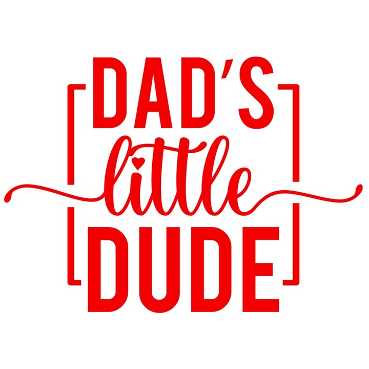 Sticker Exterior cu textul in engleza "Dad's little dude" - tipul micut al tatalui grija paterna, Vinyl Rosu, 50 cm