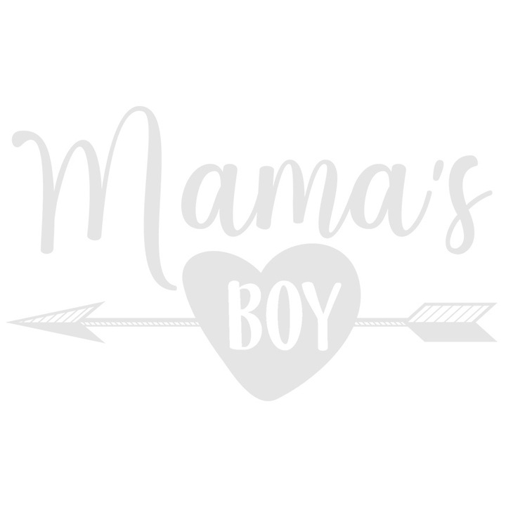 Sticker Exterior cu o inimioara si textul in engleza "Mama's boy" - baietelu' mamei, Vinyl Alb, 70 cm