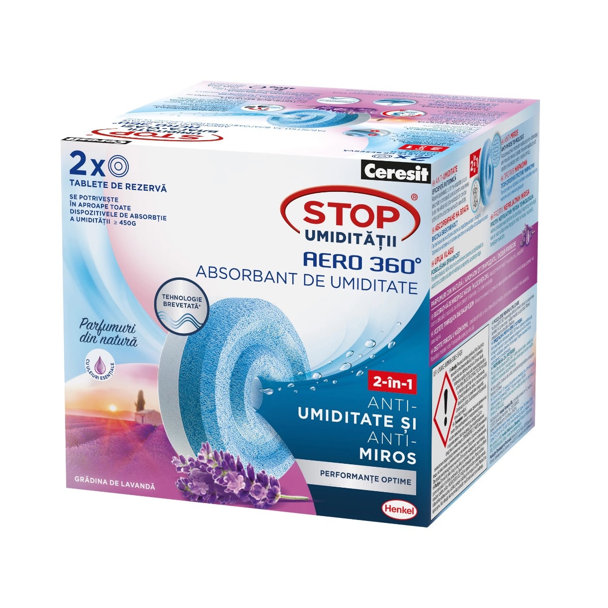 Резерв против влага и миризми, лавандула, 2X250 гр, Ceresit aero - eMAG.bg