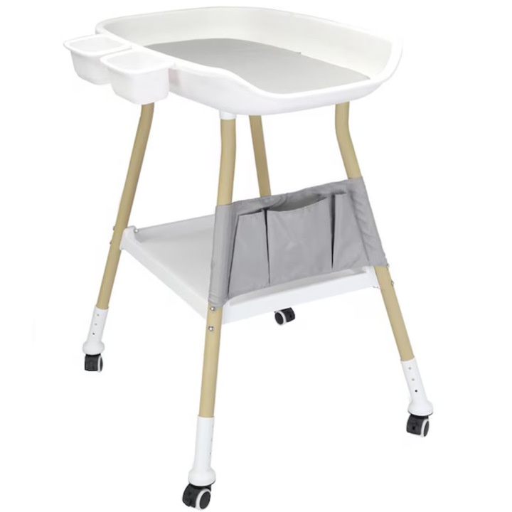 Masa multifunctionala pentru infasat bebelusi, ajustabila, cu multiple spatii de depozitare, picioare prevazute cu roti, simplu de mutat, design elegant, Promerco®