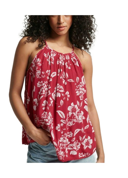 Дамски потник Superdry Vintage Beach Cami Top, вискоза, Червен