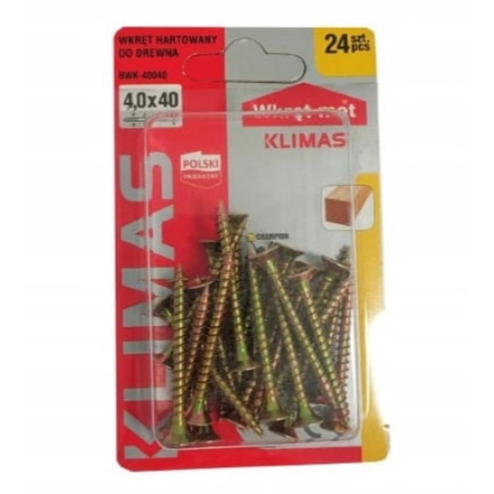 Suruburi Wkret-Met, 4x40mm, set 24, aurii