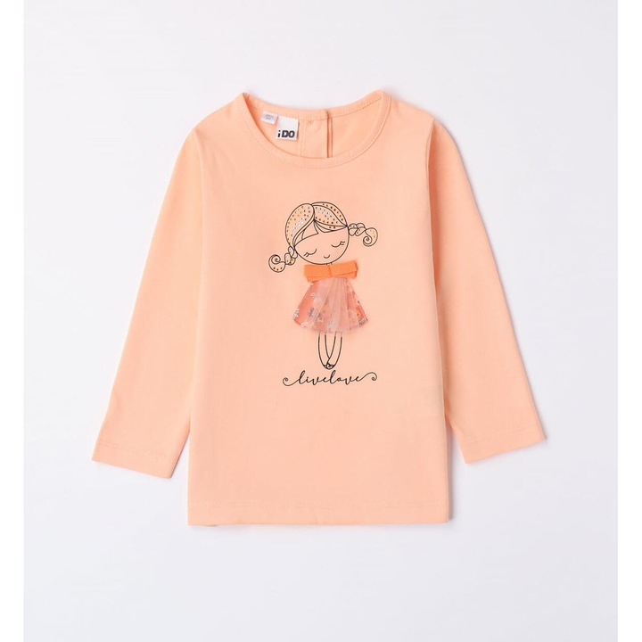 Bluza cu imprimeu pentru fetite, I Do, 4.7575, Portocaliu, Portocaliu/Arginitu/Negru