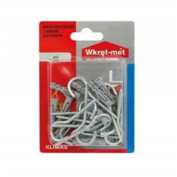 Set 5 dibluri cu carlig, Wkret-Met, polipropilena, 10 x 90 mm, argintiu/alb