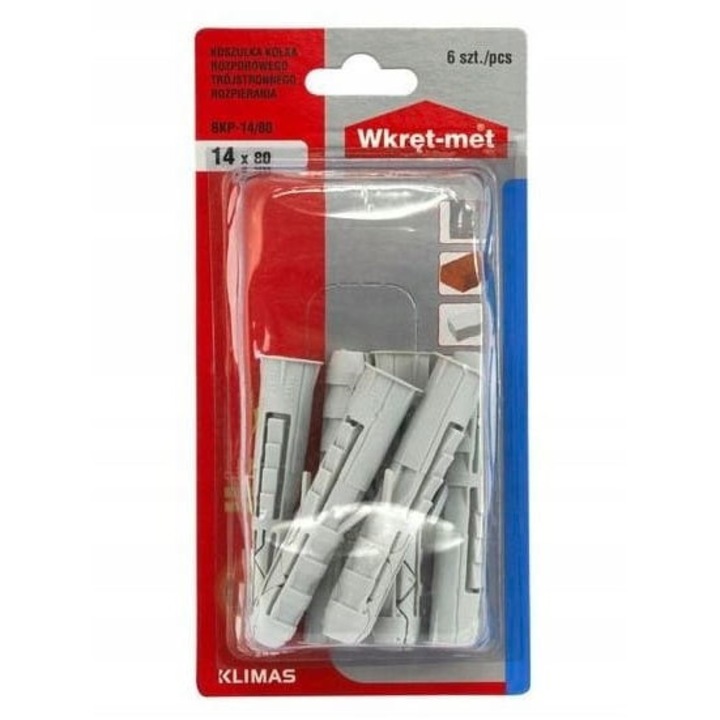 Set 6 bucati dibluri polipropilena Wkret-Met, 14x80mm, Gri