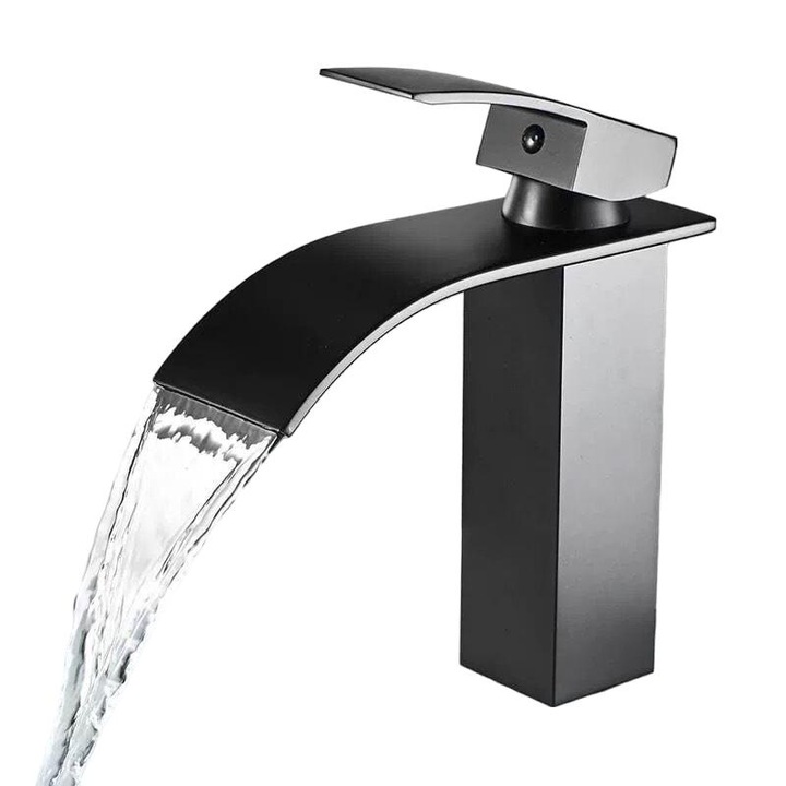 Baterie chiuveta baie QttvbTna, inox, negru