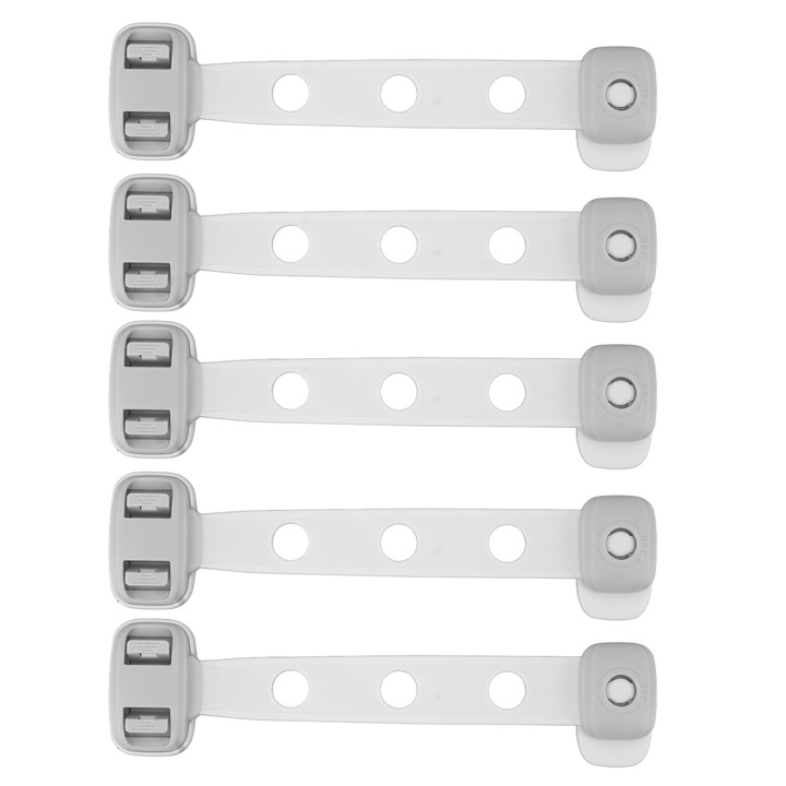 5 db Biztonsági zár készlet szekrényekhez QttvbTna, ABS, 5,3x21x1,5 cm, szürke