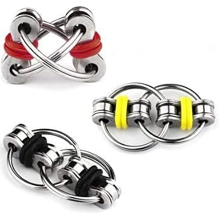 3 db QttvbTna fidget gyűrű készlet, szilikon/rozsdamentes acél, többszínű