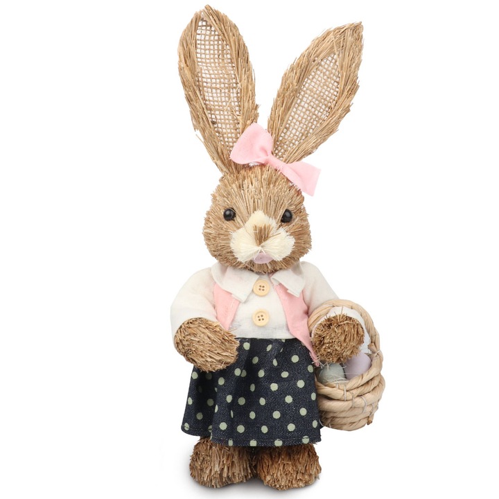 Великденска украса, QttvbTna, сламено зайче, многоцветно