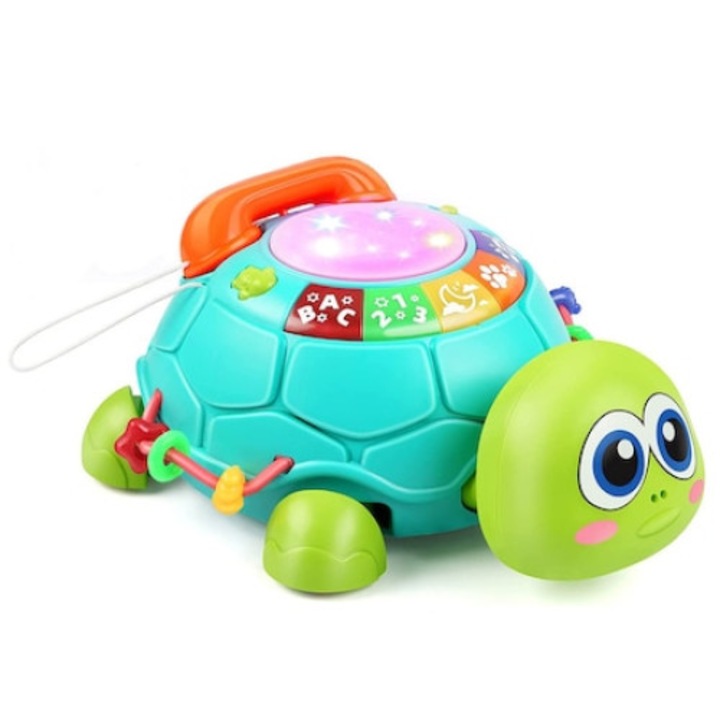 Играчка QttvbTna, музикална, костенурка, светлини и звуци, многоцветна, 25.5x10x20cm