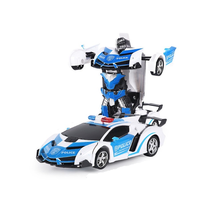 Играчка робот, QttvbTna, 2 в 1, синьо/бяло, 22.5x9.5x6.5cm