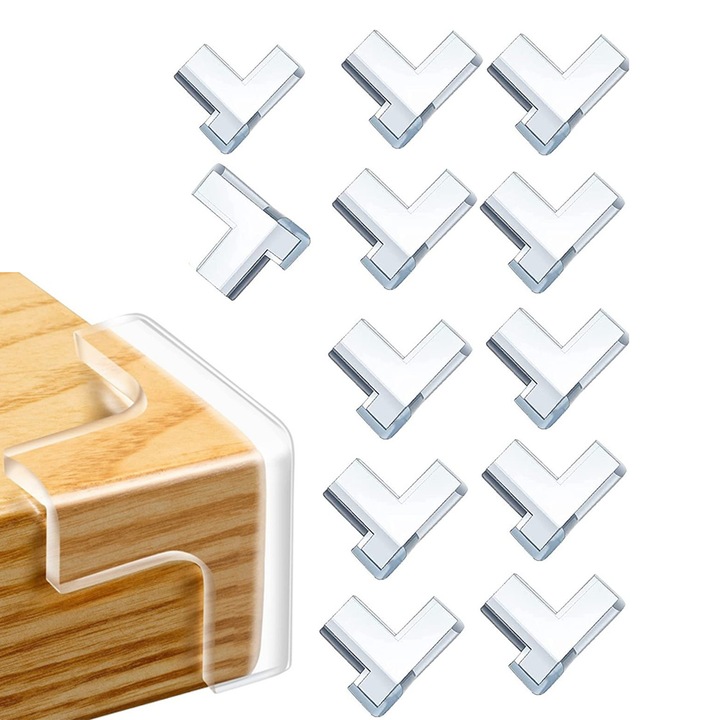 Комплект от 12 предпазители за ъгли на мебели, прозрачни, QttvbTna, PVC, Т-образна форма, 3,2x3,2x1,3 cm