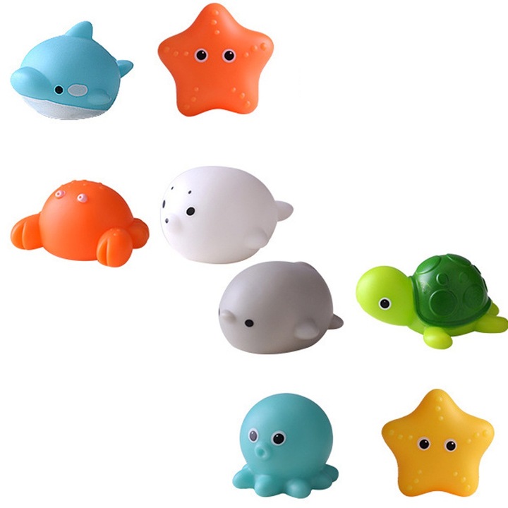 8 db-os fürdőjáték készlet, QttvbTna, gumi, többszínű