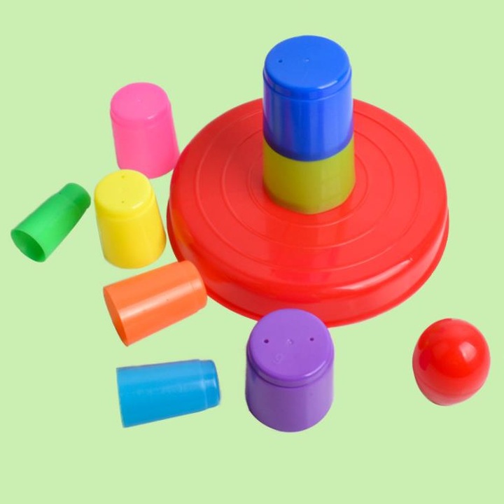 Set joc aruncare inele, AMRINUGL, Plastic rezistent, 8 piese, Multicolor