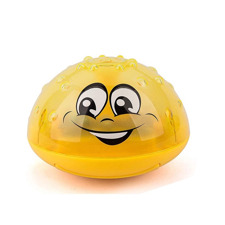 Fürdőjáték, műanyag, permetező és lámpák, 10 x 10 x 7 cm, sárga