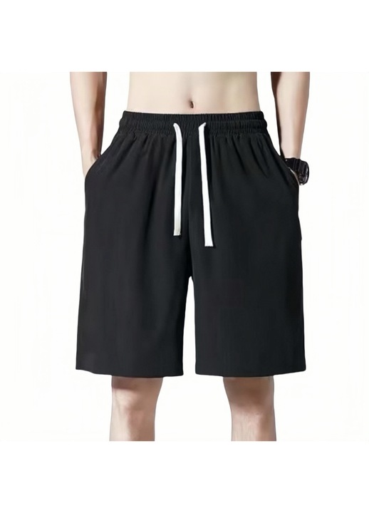 Ferfi rovidnadrag, selyem, fekete, Fekete