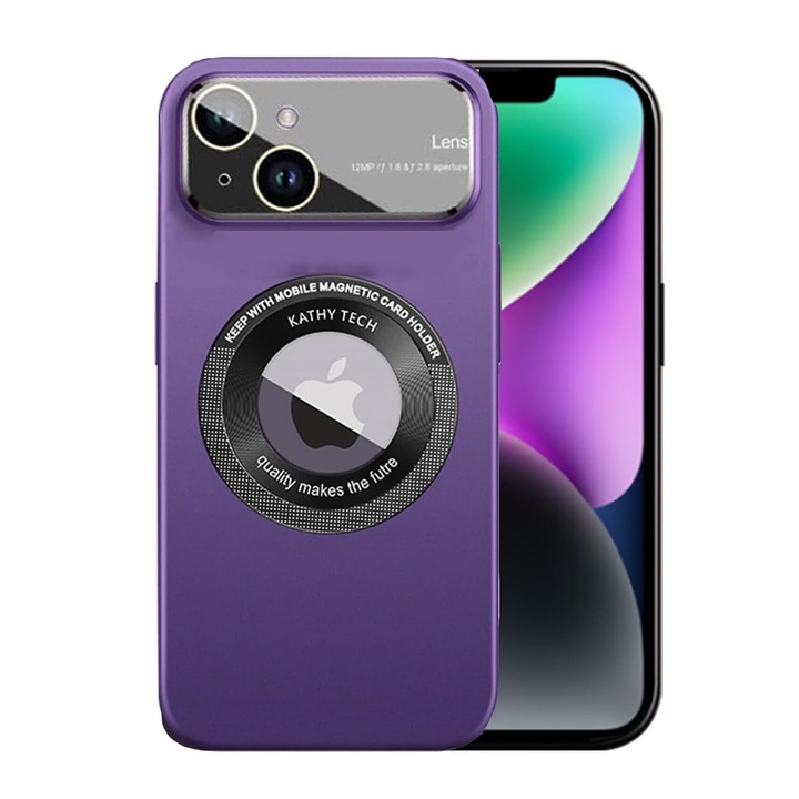 Husa Decupaj logo, Magsafe, Compatibila cu iPhone 14 si Design de iPhone 17 Pro, Mov