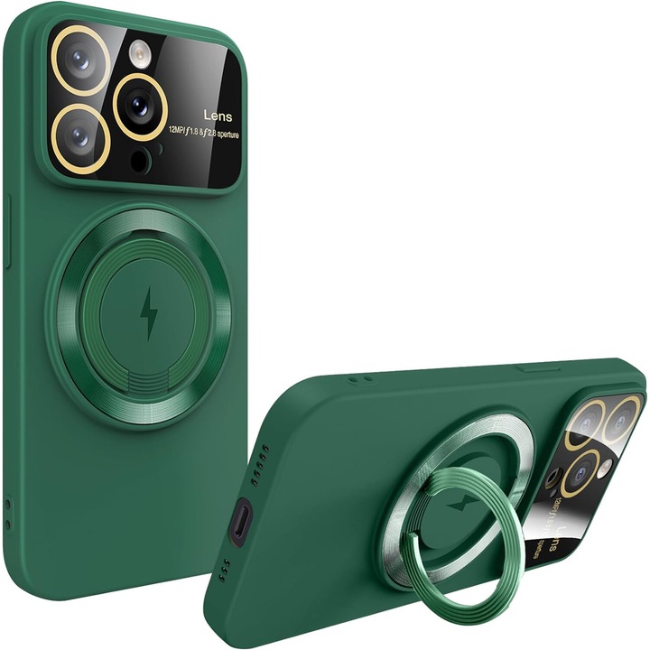 Husa Protectie Camera, Inel Magsafe pentru iPhone 14 Pro Max, Look de iPhone 17, Verde