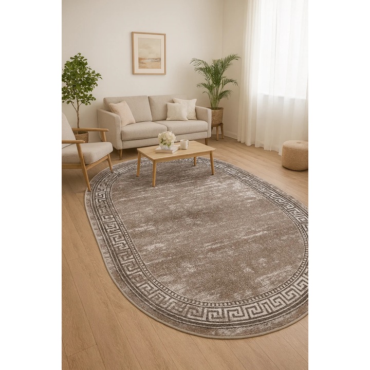 Covor Modern, Home Vista, Mira 24001, Oval, Gri, 160x230 cm